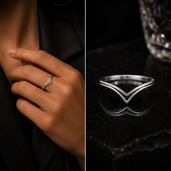 Essence Stackable V Silver Ring